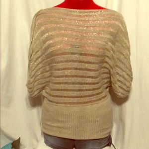 Sparkly tan sweater short sleeve